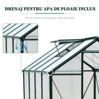 Sera de Plante Mare Outsunny 183 x 244 x 213 cm pentru Curte, Uz Exterior, cu Fereastra si Usa, Cadru de Aluminiu, Placi BC(m-7)