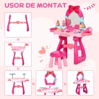 HOMCOM Masuta pentru machiaj cu scaun 36 accesorii, oglinda cu lumini si muzica(m-7)