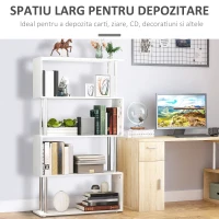 HOMCOM biblioteca moderna, 4 rafturi, 80x30x145cm alb(m-4)