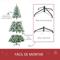 HOMCOM Árvore de Natal Artificial 180cm com 800 Ramos e 61 Pinhas Folhas de PVC com Efeito Neve Base Dobrável  Verde(m-6)