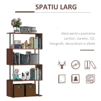 Homcom Biblioteca de Perete in Lemn, Castaniu, 80x30x145cm(m-4)