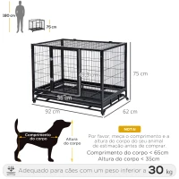 PawHut Gaiola de Metal para Cães com Rodas e Freios Bandeja Removível e Porta com Trava para Golden Retriver Labrador 92x62x75cm Preto(m-3)