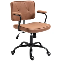 Vinsetto Office Chair with Casters Swivel Desk Chair for Office Height Adjustable with Tilt Function 360° Rotation Foam Brown 61 x 58 x 82-91 cm(m-1)