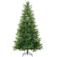 HOMCOM Árvore de Natal Artificial 210cm Ignífugo com 616 Ramos Folhas de PVC Base Dobrável e Suporte Metálico Verde(m-1)
