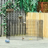 PawHut Parque para Animais de Estimação com 8 Paineis 71x91,5cm Dobrável Cerca para Animais de Estimação com Porta com Trava para Jardim Pátio Exterior Preto(m-5)