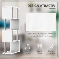HOMCOM biblioteca moderna, 4 rafturi, 80x30x145cm alb(m-5)