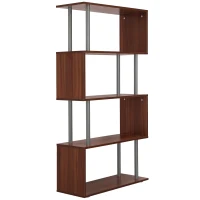 Homcom Biblioteca de Perete in Lemn, Castaniu, 80x30x145cm(m-1)