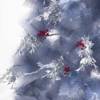 HOMCOM® Weihnachtsbaum 2,1 m Christbaum Kunsttanne 222 Äste mit Beere Metallfuß PET Grau ∅95 x H210 cm(m-9)