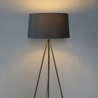 HOMCOM® Stehlampe Tripod Schlafzimmer Standleuchte Stehleuchte 40W Metall grau ∅48 x 156 cm(m-4)