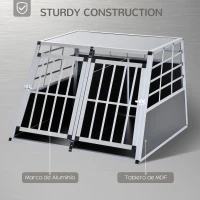 PawHut Transportor pentru Câini din Aluminiu cu Perete Mobil și Închidere, 104x91x69cm(m-7)