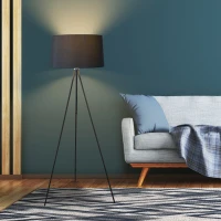 HOMCOM® Stehlampe Tripod Schlafzimmer Standleuchte Stehleuchte 40W Metall grau ∅48 x 156 cm(m-2)