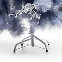 HOMCOM® Weihnachtsbaum 2,1 m Christbaum Kunsttanne 222 Äste mit Beere Metallfuß PET Grau ∅95 x H210 cm(m-5)