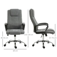 Vinsetto Scaun Ergonomic Birou – Recliner Reglabil, Gri Modern(m-3)