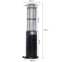 Outsunny® Gas Heizstrahler mit Rädern | Heizpilz | Edelstahl | Schwarz | 53 x 180 cm(m-3)