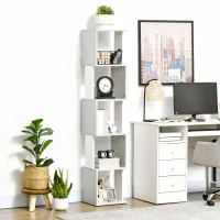 HOMCOM Modern 5-Tier Bookshelf, Freestanding Bookcase Storage Shelving for Living Room Home Office Study, White and Light Grey(m-10)