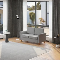 HOMCOM® tweezitsbank | Afneembare kussens | Linnen, schuimstof, rubberhout | Lichtgrijs | 141 x 65 x 78 cm | Aosom.de(m-9)