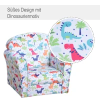 HOMCOM® Kindersessel Kindersofa Polstersessel Minisessel für Kinder im Urwald 3–9 Jahre Flanell + Holz + Schaumstoff 50 x 39 x 44 cm(m-6)