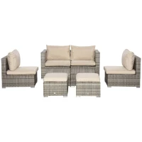 Outsunny Living pentru gradina din Rattan PE din 8 Piese , Gri si Bej(m-8)