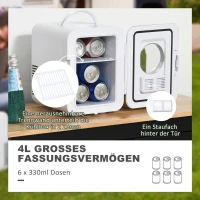 HOMCOM lodówka samochodowa o pojemności 4 l, chłodziarka, minilodówka, 60 W do samochodu i na kemping(m-5)