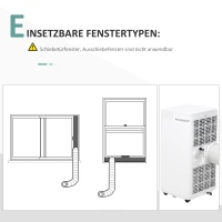 HOMCOM Mobiele airconditioner airconditioner 4 modi afstandsbediening 24u timer ABS wit(m-7)