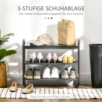 HOMCOM Schuhbank mit 3 Regalen Metall Schwarz(m-4)