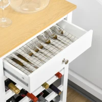 HOMCOM Aparador de Cocina Moderno con 1 Cajón y Botellero para 16 Botellas de Vino Armario Auxiliar 55x30x80 cm Blanco(m-7)