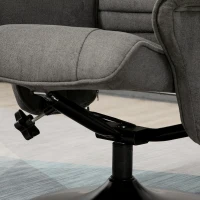 HOMCOM Relaxfauteuil met Voetenbankje, Verstelbare Rugleuning, 69 cm x 71 cm x 104 cm, Donkergrijs + Zwart(m-7)