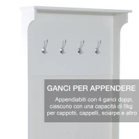 HomCom Mobile per Ingresso con Panca Contenitore e Appendiabiti in Legno, Bianco(m-6)