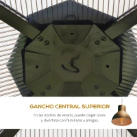 Outsunny Cenador para Jardín 3x3 m con Marco de Alumnio Pabellón para Exterior con Techo de Policarbonato Anti-UV Gazebo para Fiestas Eventos Beige y Negro(m-6)