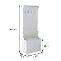 HomCom Mobile per Ingresso con Panca Contenitore e Appendiabiti in Legno, Bianco(m-3)