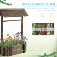 Outsunny verhoogd bed houten fontein met dak bloempot wensput plantenbak(m-6)