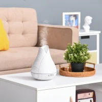 HOMCOM Diffusore di Aromi Oli Essenziali per Ambienti, Vaporizzatore con 7 Luci Colorate, Timer e USB, Bianco 300Ml(m-10)