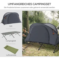 Outsunny Campingbedjes Hoge Verhoogd Luchtbed voor 1 Persoon grijs(m-4)