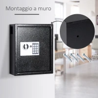 HOMCOM Cassetta Armadietto Portachiavi con Combinazione Codice da Parete o Muro Metallo 30 × 36.5 × 10cm(m-4)