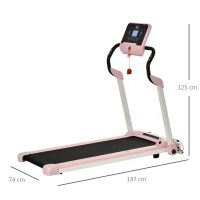 HOMCOM loopband opvouwbaar elektrisch 400 W 1-12 km/u 1.5HP mobiele telefoon houder roze(m-3)