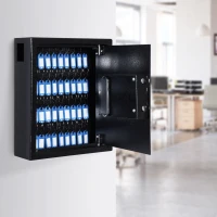 HOMCOM Cassetta Armadietto Portachiavi con Combinazione Codice da Parete o Muro Metallo 30 × 36.5 × 10cm(m-2)