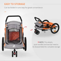 PawHut 2-IN-1 Dog Bike Trailer Pet Carrier Stroller Reflector 140 x 71 x 105cm(m-7)