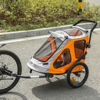 PawHut 2-IN-1 Dog Bike Trailer Pet Carrier Stroller Reflector 140 x 71 x 105cm(m-10)