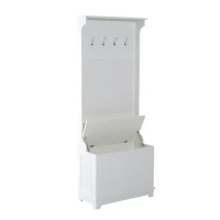 HomCom Mobile per Ingresso con Panca Contenitore e Appendiabiti in Legno, Bianco(m-1)