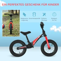 HOMCOM loopfiets kinderloopfiets in hoogte verstelbare Ø12'' rubberen banden zwart(m-6)