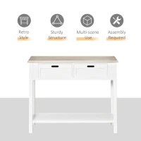 HOMCOM Console Table w/ Drawers and Shelf Sofa Table for Hallway Living Room Bedroom(m-6)