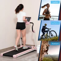 HOMCOM loopband opvouwbaar elektrisch 400 W 1-12 km/u 1.5HP mobiele telefoon houder roze(m-6)