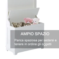 HomCom Mobile per Ingresso con Panca Contenitore e Appendiabiti in Legno, Bianco(m-5)