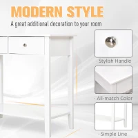 HOMCOM Wooden Console Table with 2 Drawers and 1 Storage Shelf for Living Room Entryway, White(m-4)