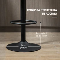 HOMCOM Sgabello da Bar Girevole, Set 2 Pezzi ad Altezza Regolabile con Poggiapiedi, 45.5x46x89.5-109.5 cm, Nero(m-7)