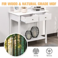 HOMCOM Wooden Console Table with 2 Drawers and 1 Storage Shelf for Living Room Entryway, White(m-6)