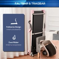 HOMCOM loopband opvouwbaar elektrisch 400 W 1-12 km/u 1.5HP mobiele telefoon houder roze(m-5)