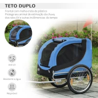 PawHut Reboque de Bicicleta para Cães Reboque de Bicicleta para Animais de Estimação com Bandeira Reflectores 130x73x90cm Azul(m-4)