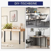 HOMCOM 4er-Set Tischbeine. höhenverstellbar,  pulverschichteter Stahl,  6 cm x  6 cm x 72 cm, Schwarz(m-7)