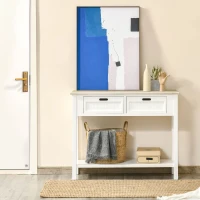 HOMCOM Console Table w/ Drawers and Shelf Sofa Table for Hallway Living Room Bedroom(m-7)